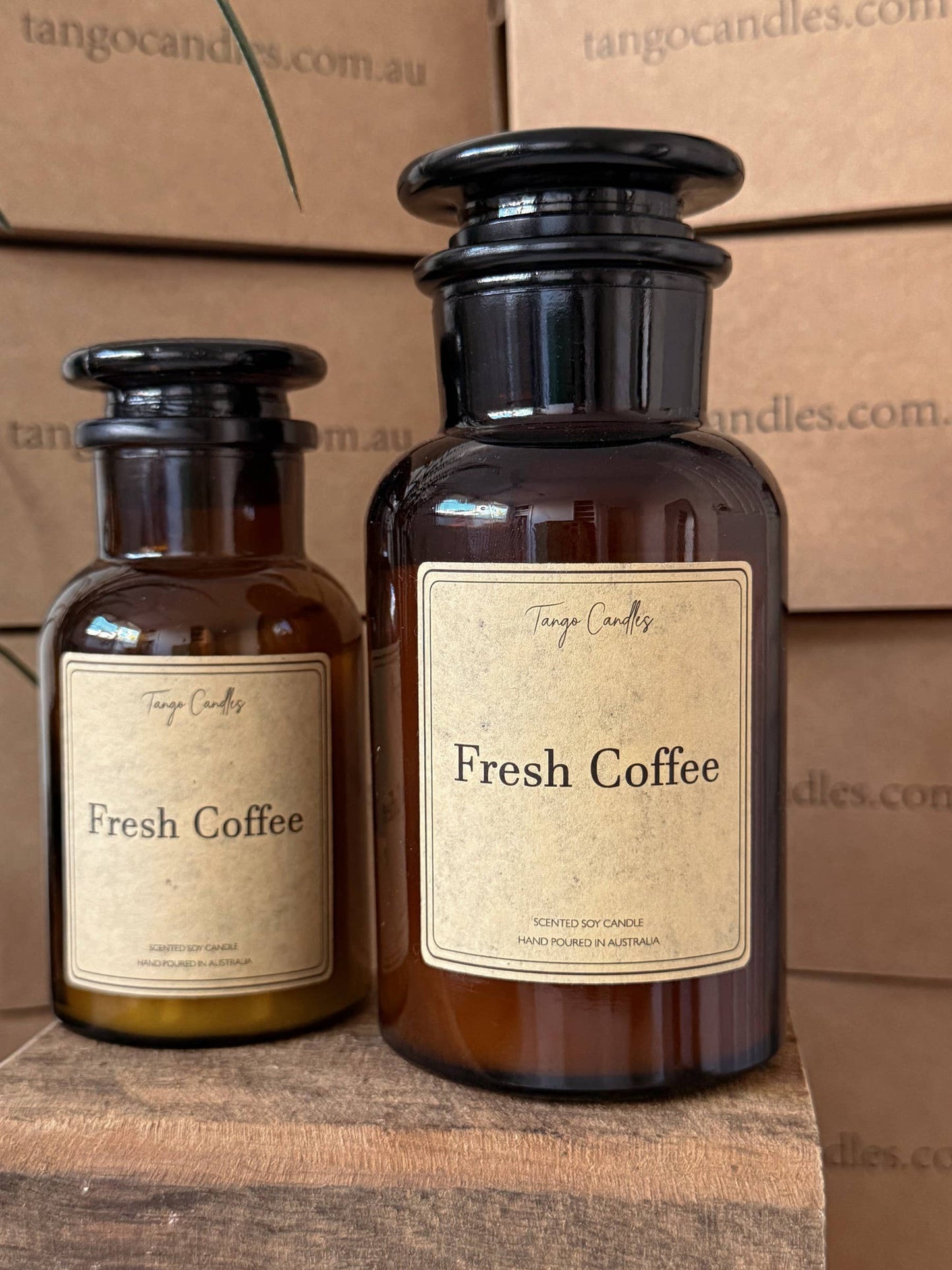 Fresh Coffee Soy Candle, Amber Apothecary Jar: Small