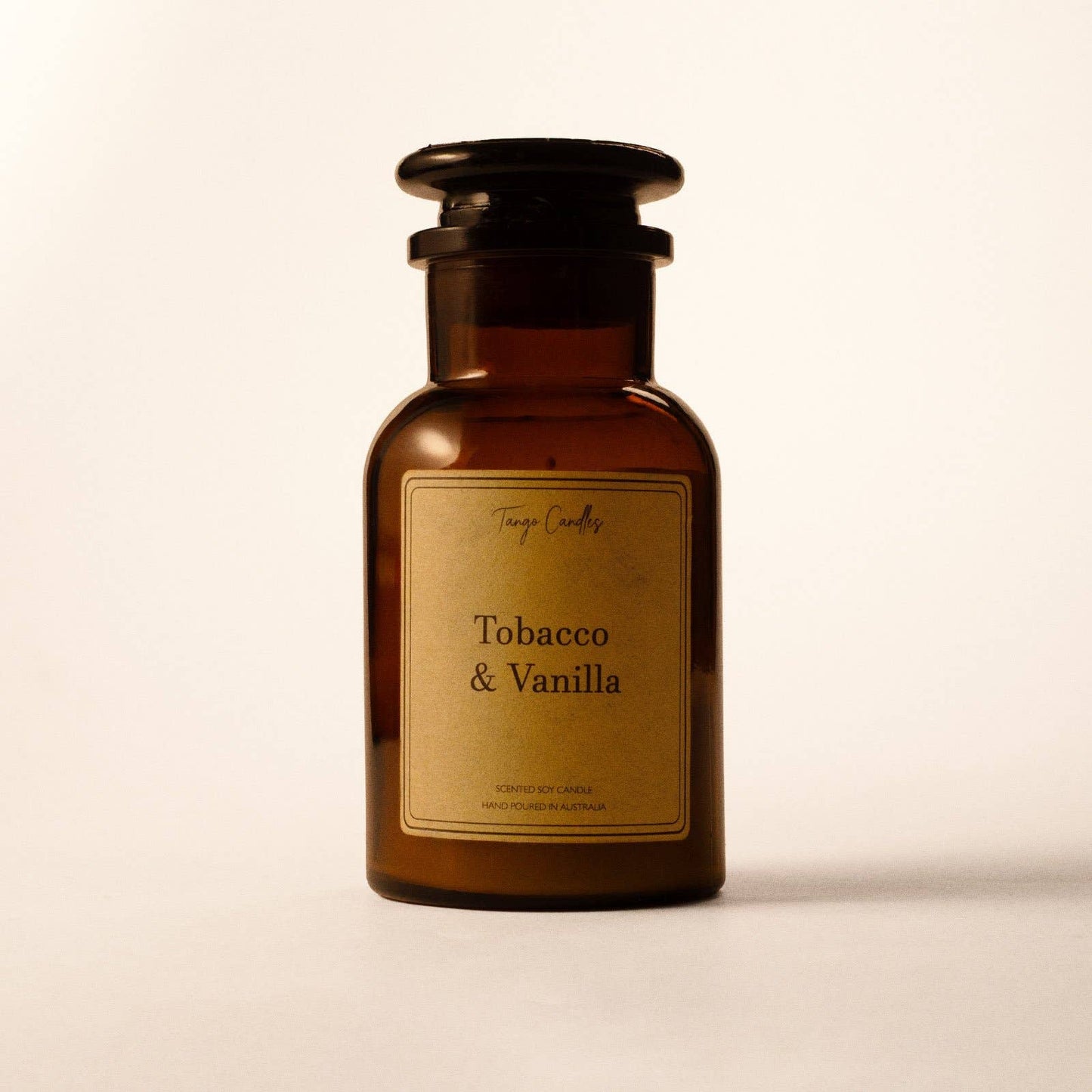 Tobacco & Vanilla Soy Candle, Amber Apothecary Jar: Large