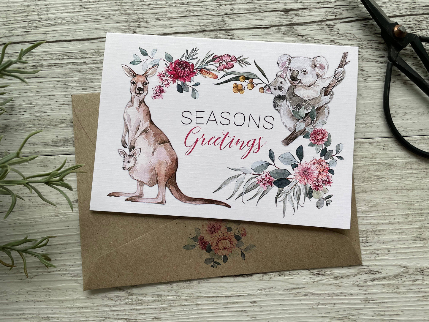 AUSTRALIAN Flora & Fauna Christmas Cards - Mini or Regular: Regular Card / Merry Christmas