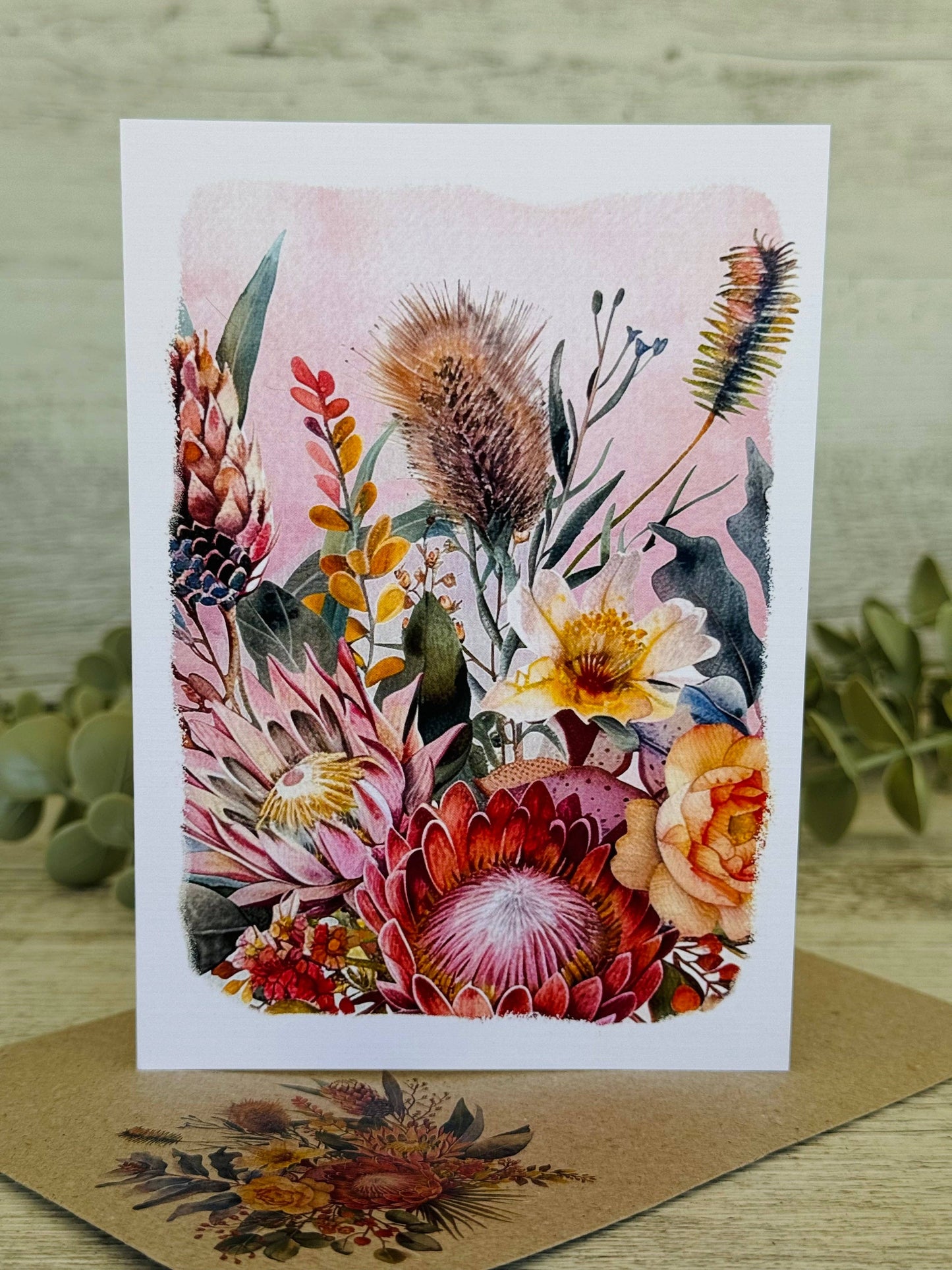 AUSTRALIAN FLORALS with borders Blank cards set of 4: All 4 cards please