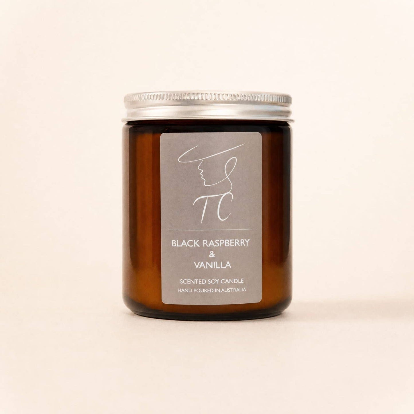 Black Raspberry & Vanilla Soy Candle, Amber Glass Jar: Large