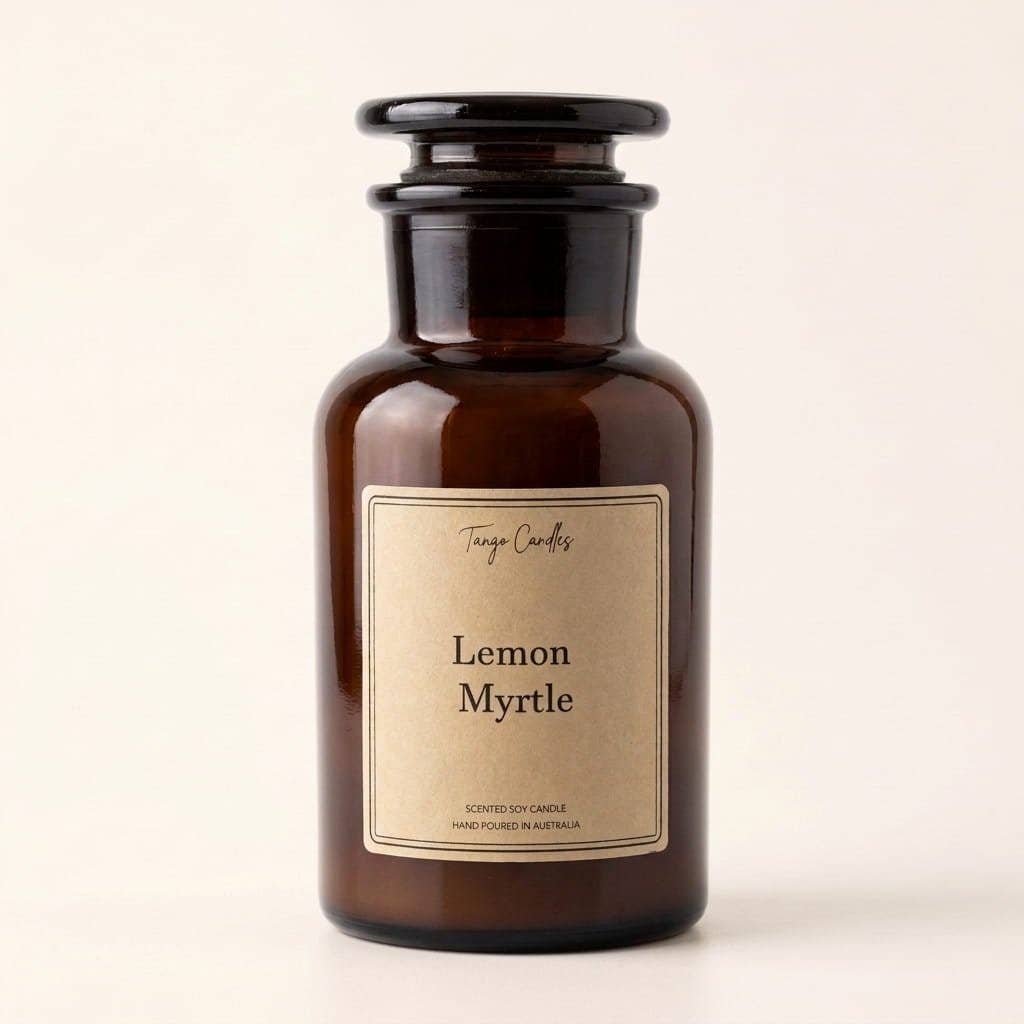 Lemon Myrtle Soy Candle, Amber Apothecary Jar: Small