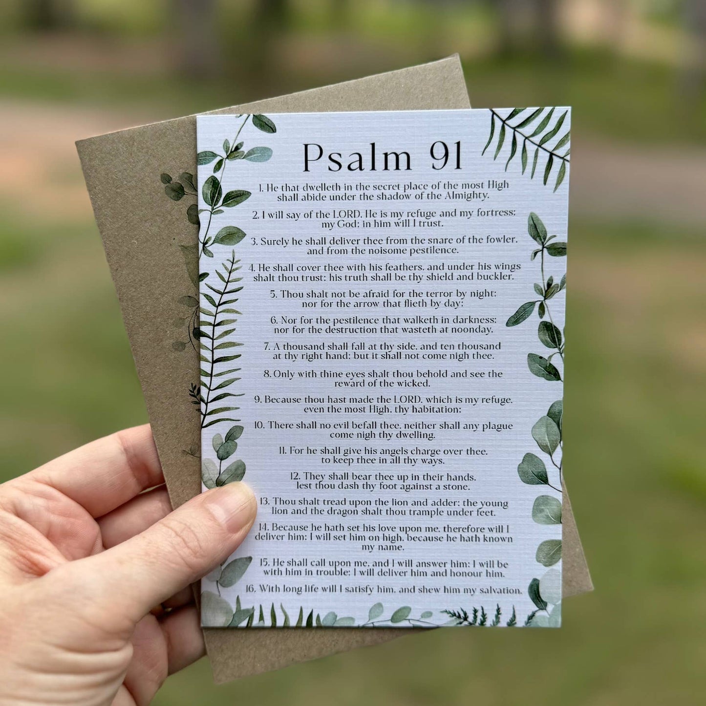 Psalm 91 Christian card Eucalyptus leaves - Neutral & Unisex