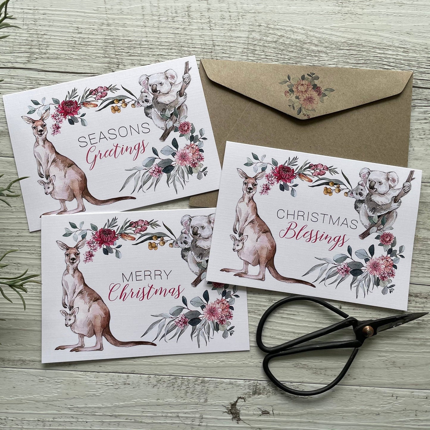 AUSTRALIAN Flora & Fauna Christmas Cards - Mini or Regular: Regular Card / Merry Christmas