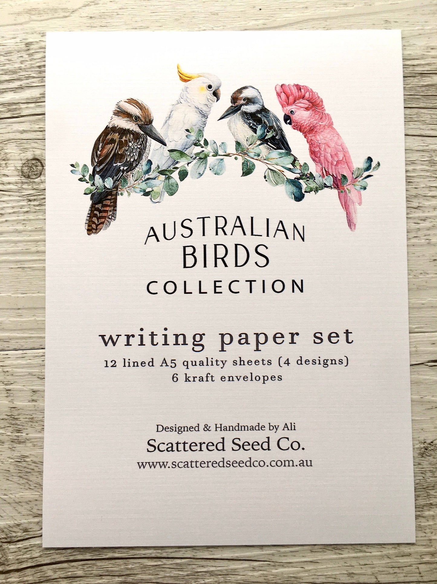 AUSTRALIAN BIRDS Letter Writing Paper Set: 12 pages & 6 envelopes