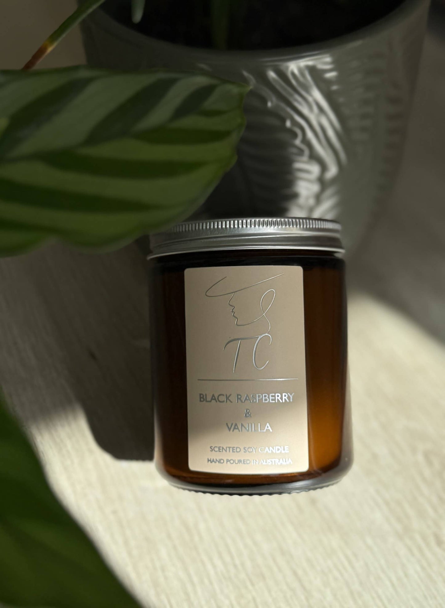 Black Raspberry & Vanilla Soy Candle, Amber Glass Jar: Small