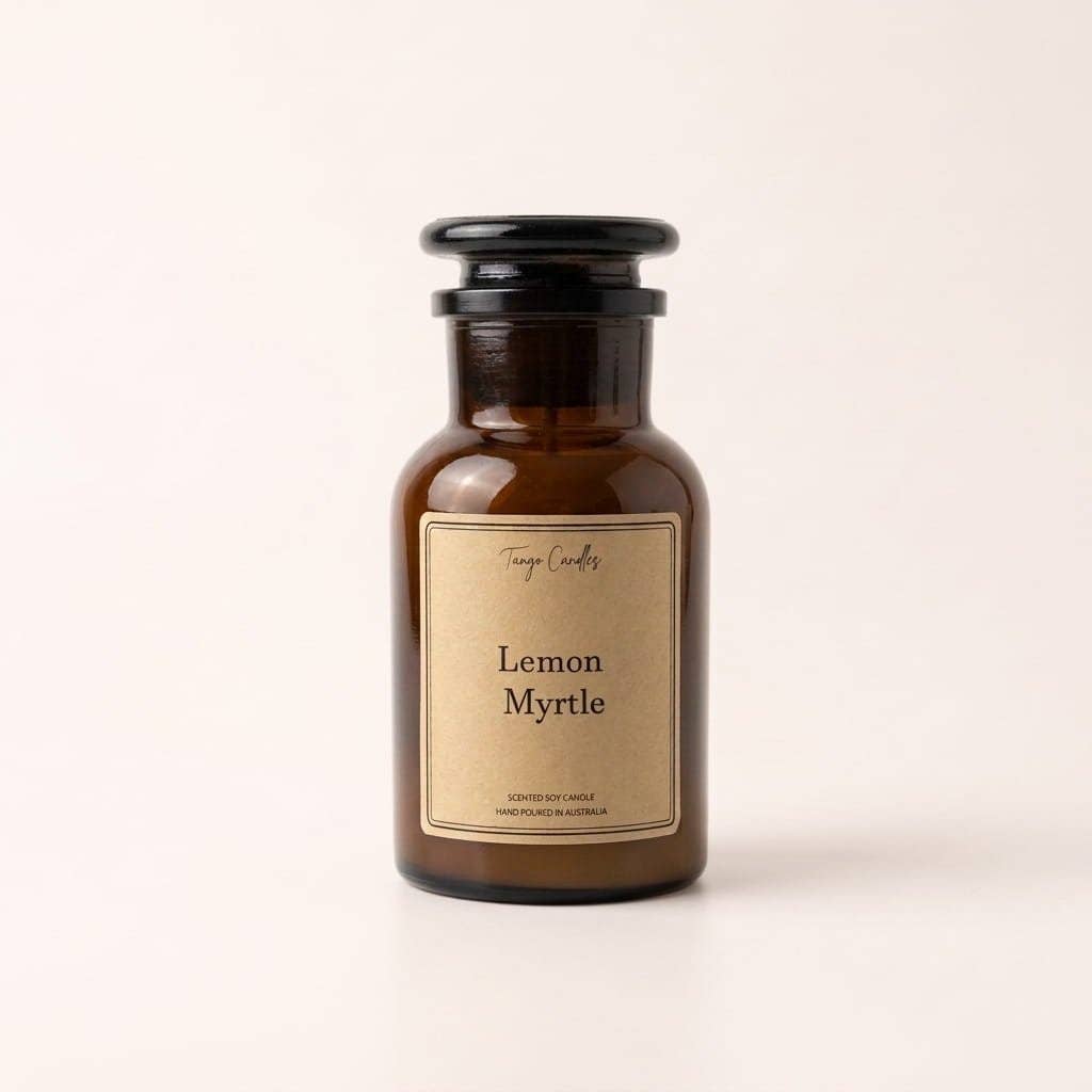 Lemon Myrtle Soy Candle, Amber Apothecary Jar: Large