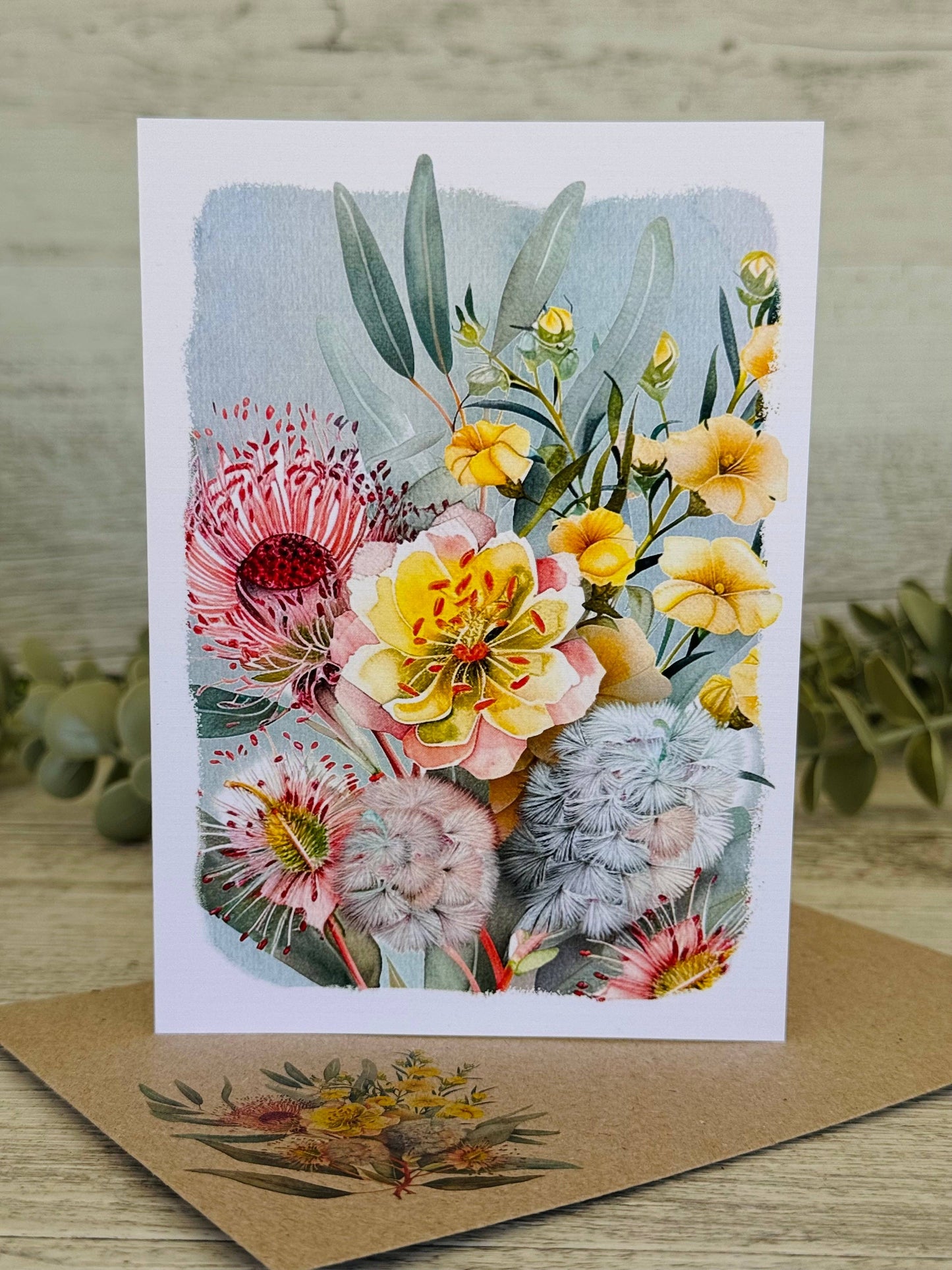 AUSTRALIAN FLORALS with borders Blank cards set of 4: All 4 cards please