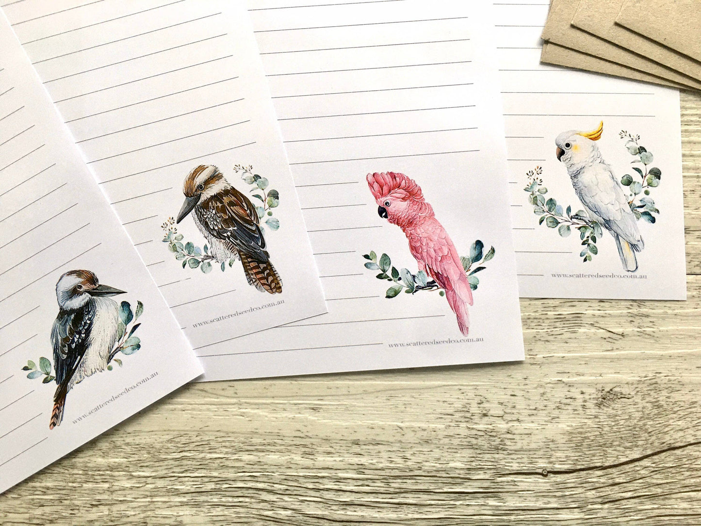 AUSTRALIAN BIRDS Letter Writing Paper Set: 12 pages & 6 envelopes
