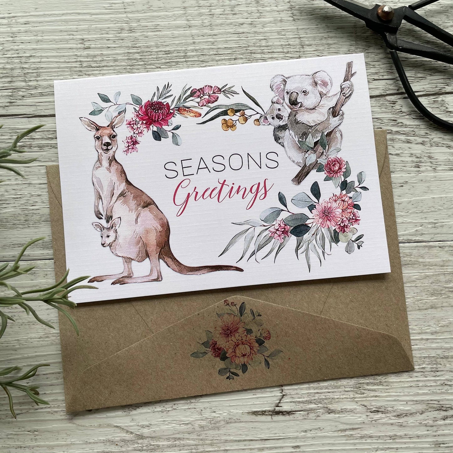 AUSTRALIAN Flora & Fauna Christmas Cards - Mini or Regular: Regular Card / Merry Christmas
