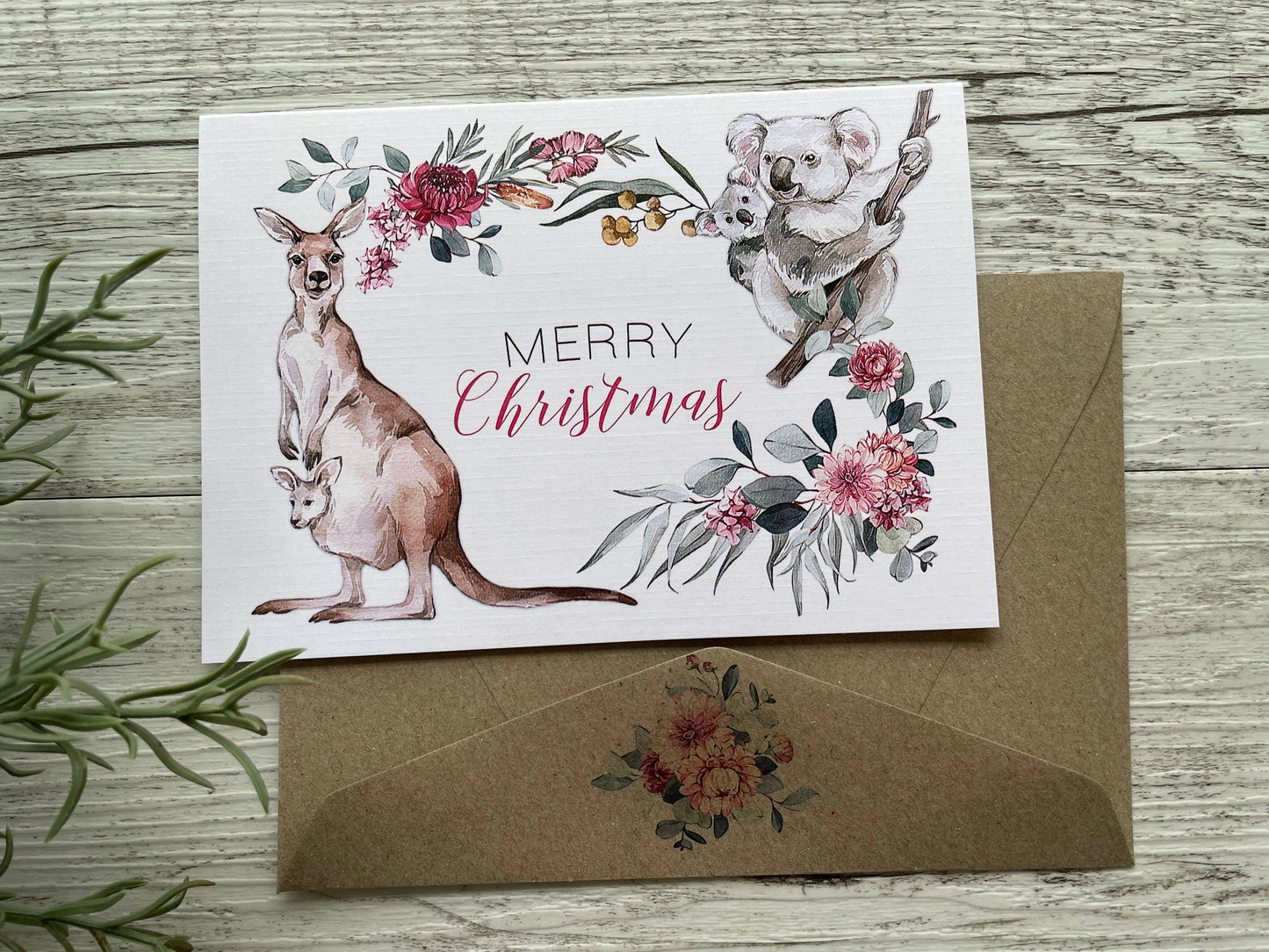 AUSTRALIAN Flora & Fauna Christmas Cards - Mini or Regular: Regular Card / Merry Christmas