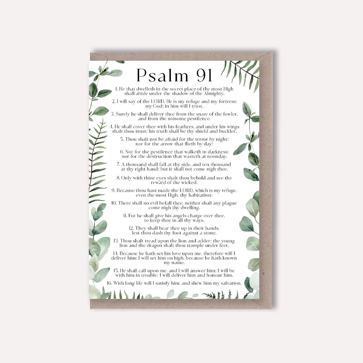 Psalm 91 Christian card Eucalyptus leaves - Neutral & Unisex