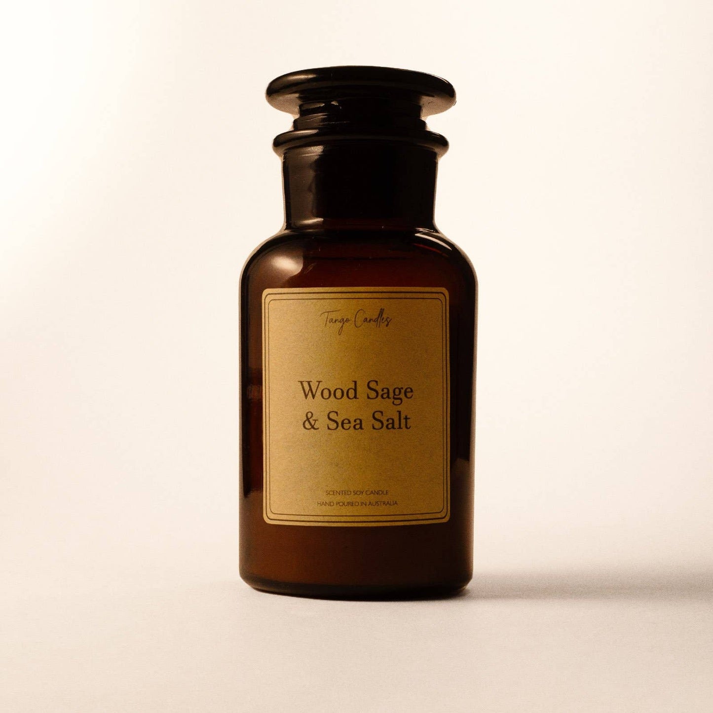 Wood Sage & Sea Salt Soy Candle, Amber Apothecary Jar: Large