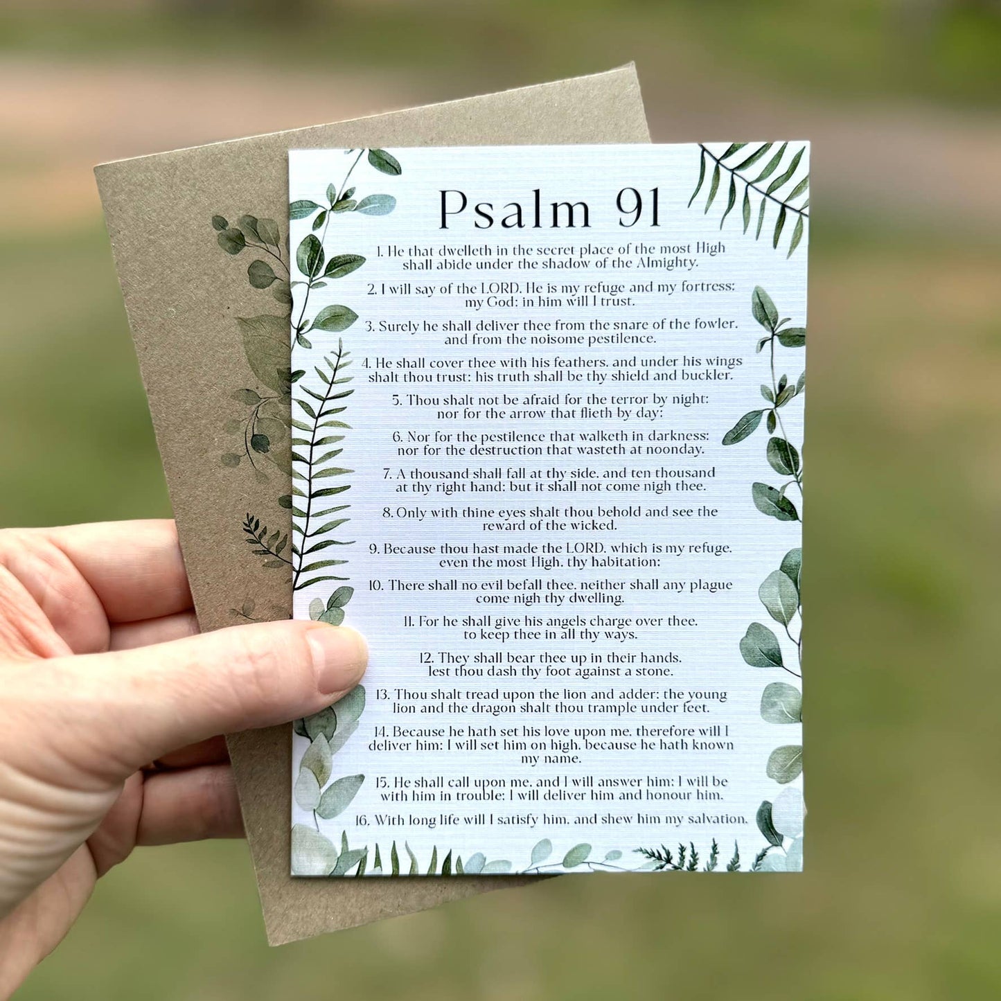 Psalm 91 Christian card Eucalyptus leaves - Neutral & Unisex