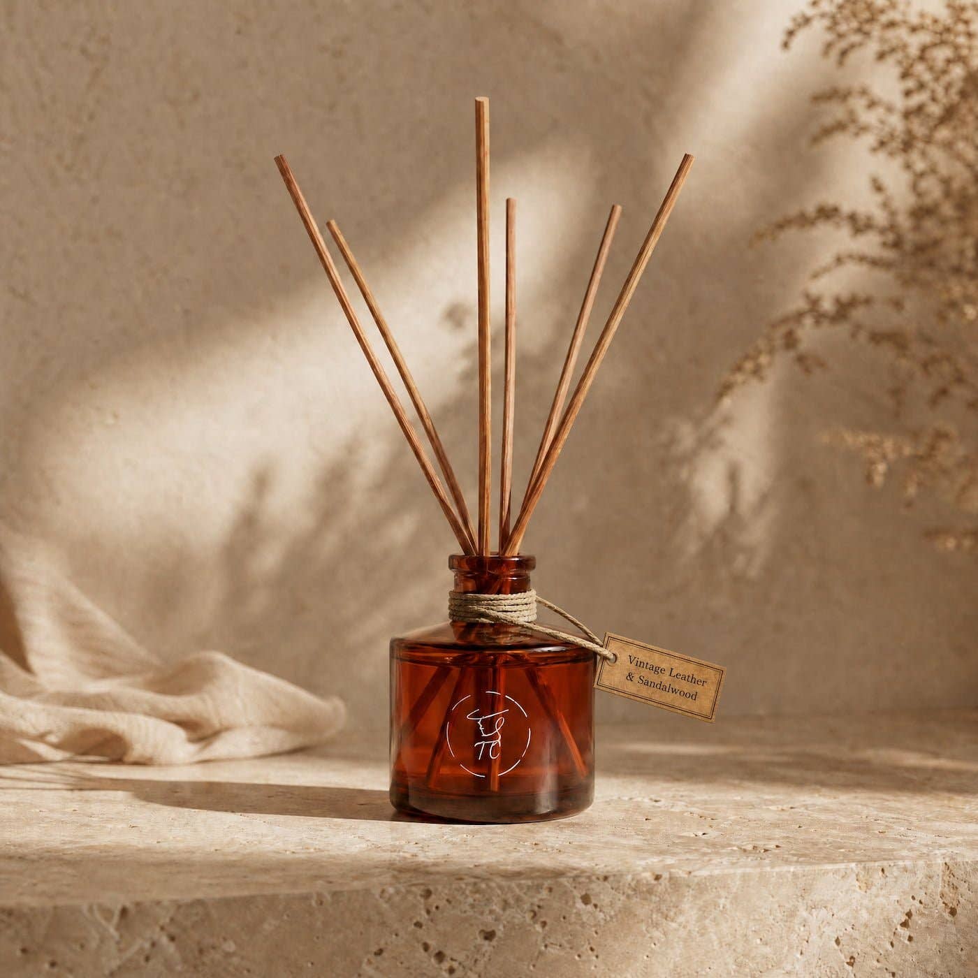 Vintage Leather & Sandalwood Reed Diffuser, Alcohol Free: 100ml