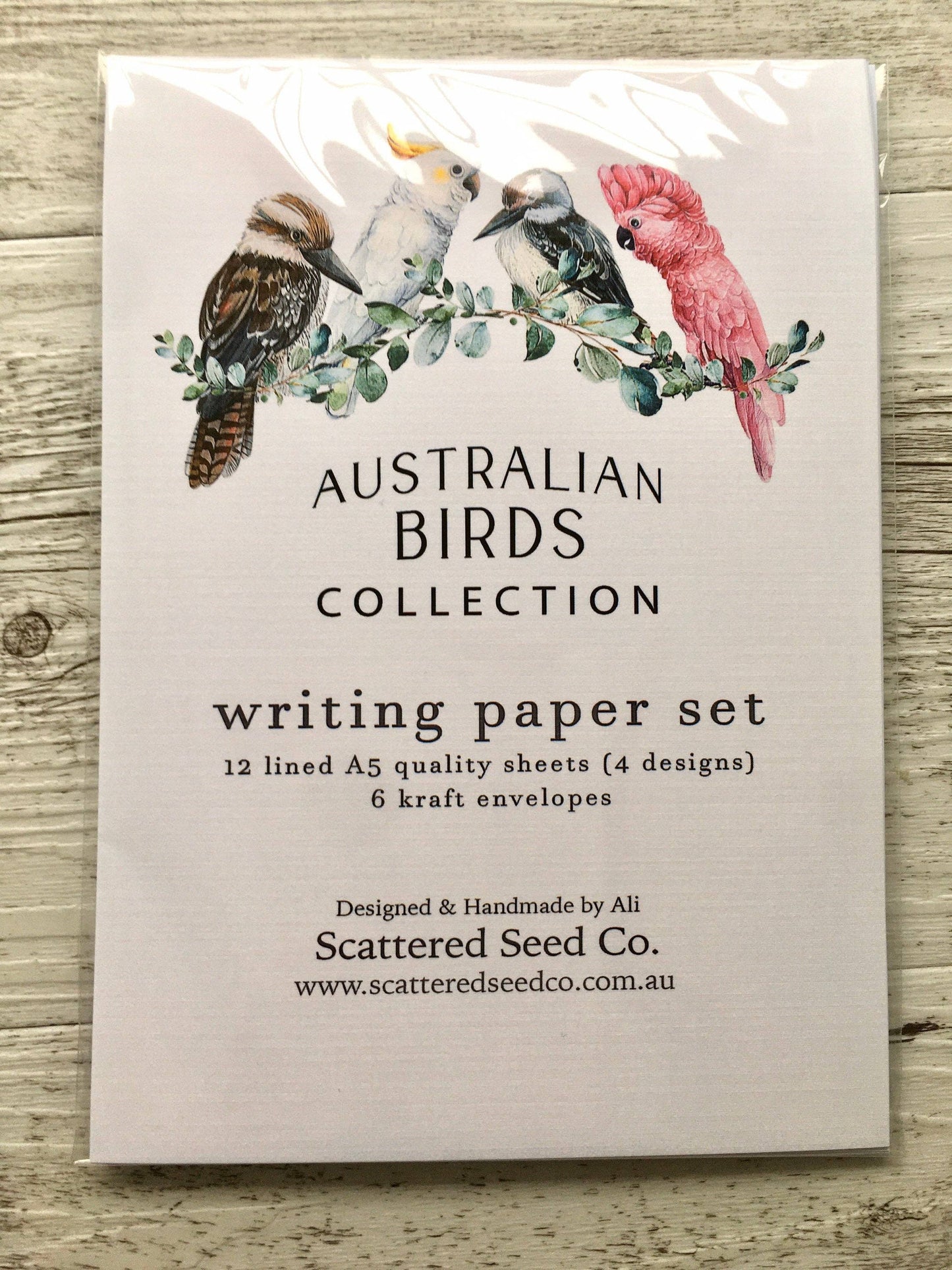 AUSTRALIAN BIRDS Letter Writing Paper Set: 12 pages & 6 envelopes