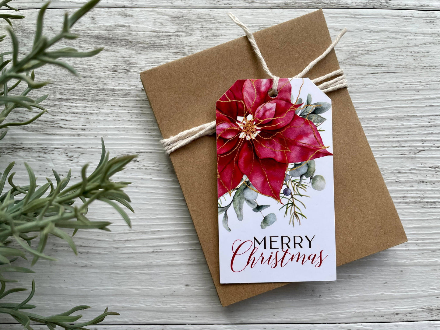 POINSETTIA CHRISTMAS gift tags