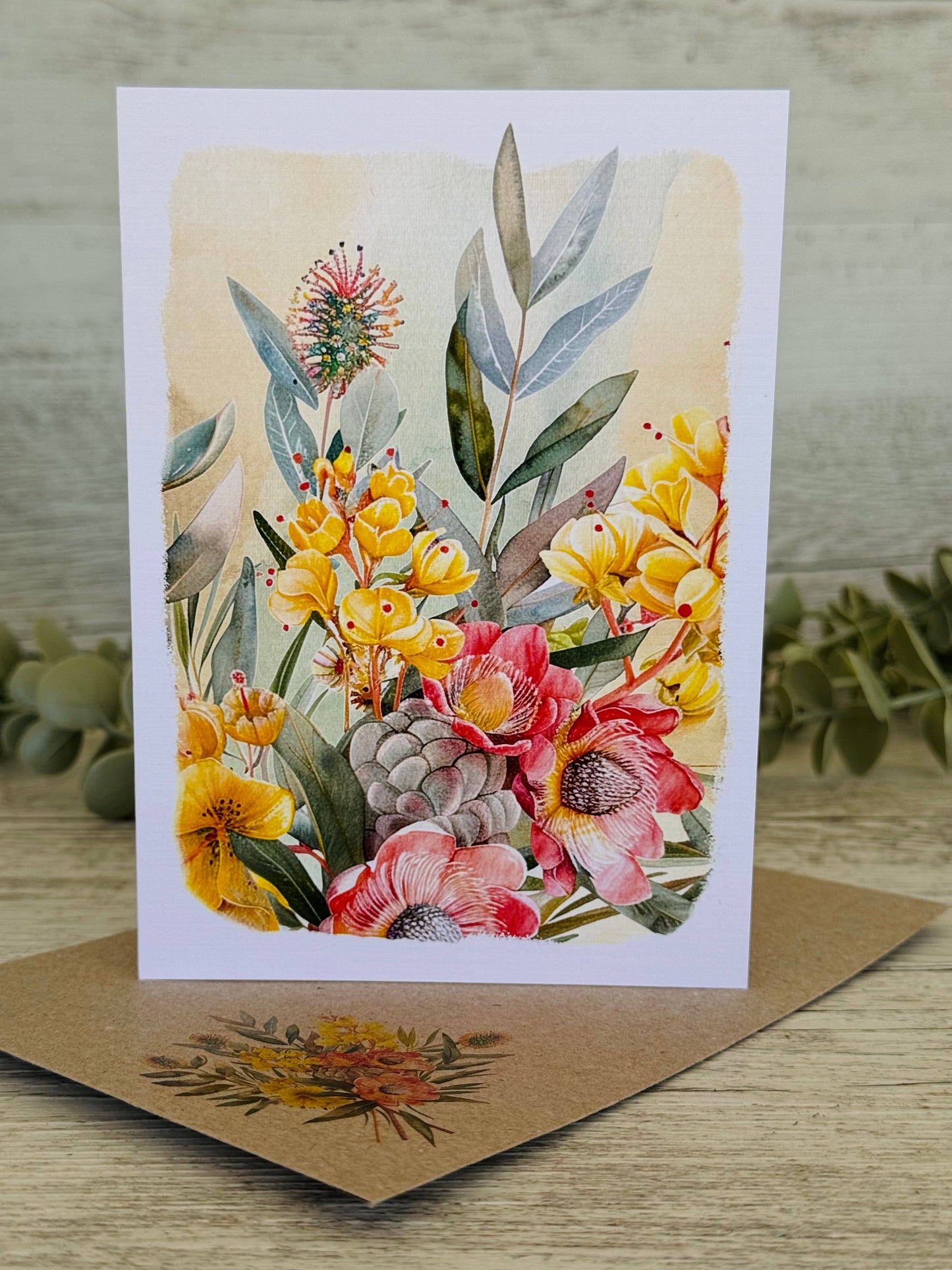 AUSTRALIAN FLORALS with borders Blank cards set of 4: All 4 cards please