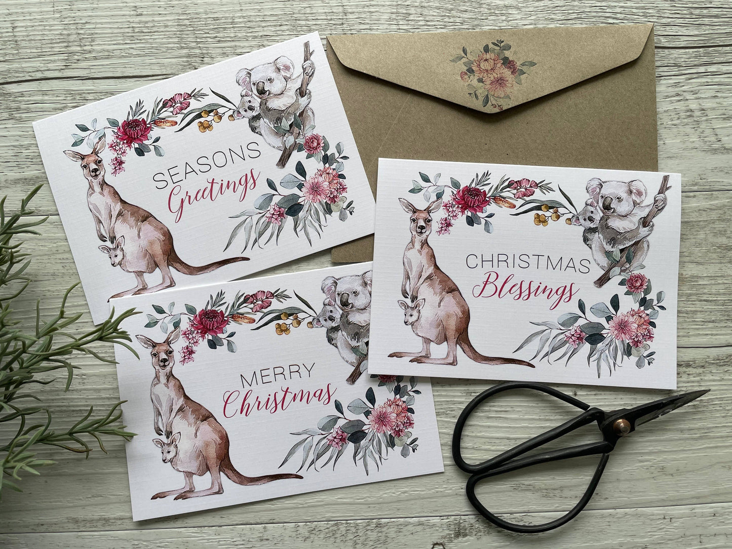 AUSTRALIAN Flora & Fauna Christmas Cards - Mini or Regular: Regular Card / Merry Christmas