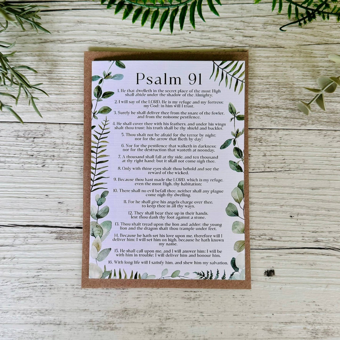 Psalm 91 Christian card Eucalyptus leaves - Neutral & Unisex