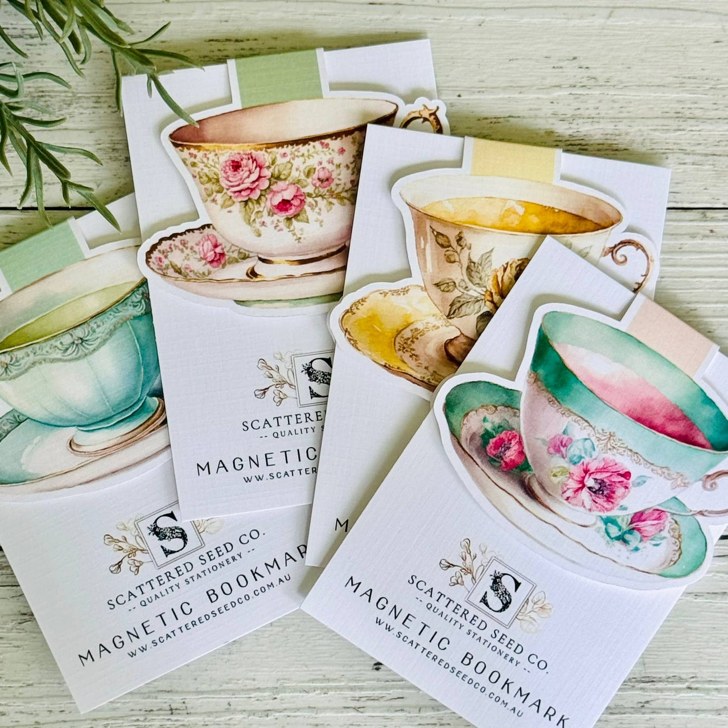 Vintage Teacup Magnetic Bookmark